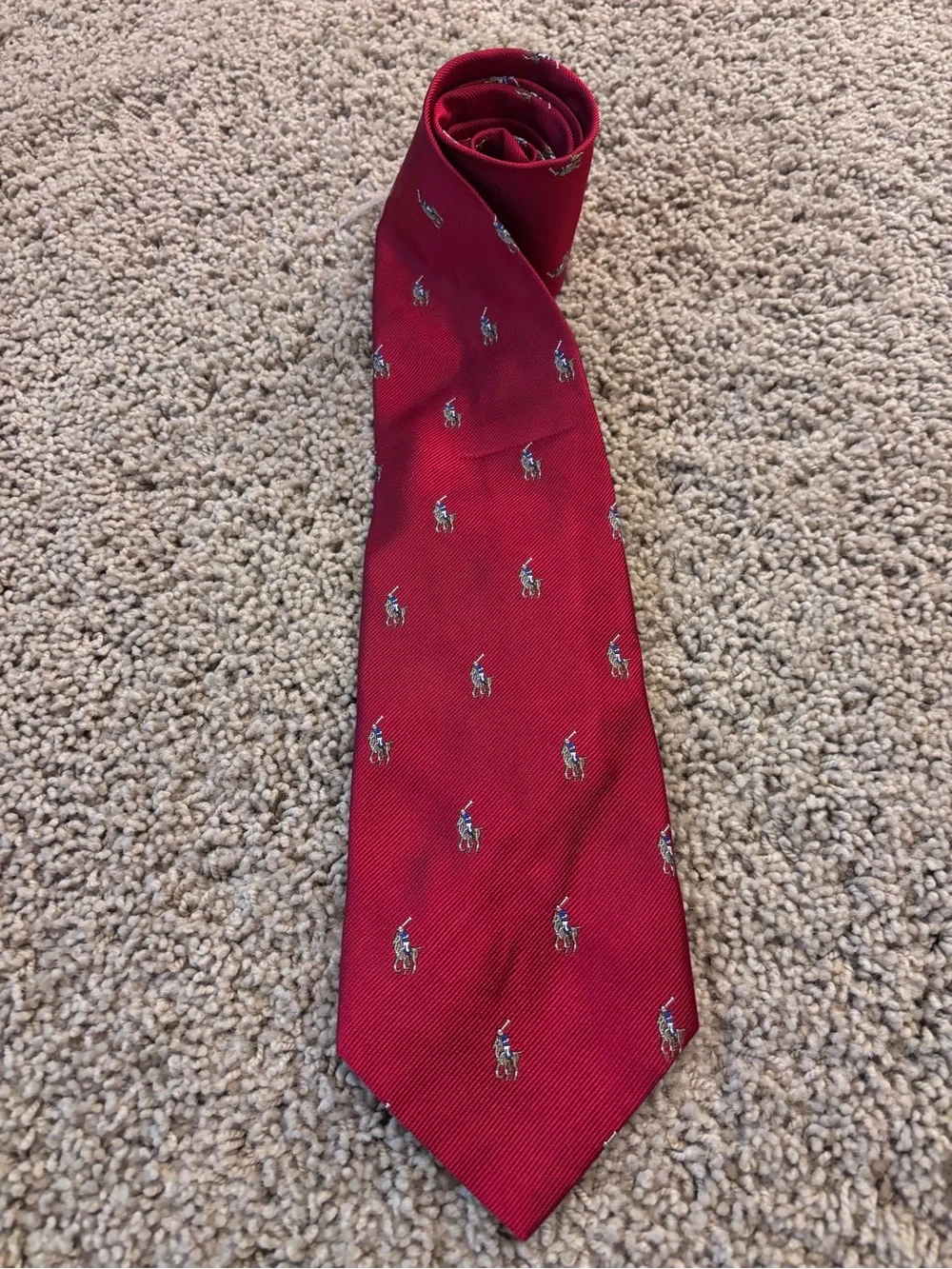 Vintage Polo Ralph Lauren Silk Deep Red Necktie | Polo Pony Logo | 57”